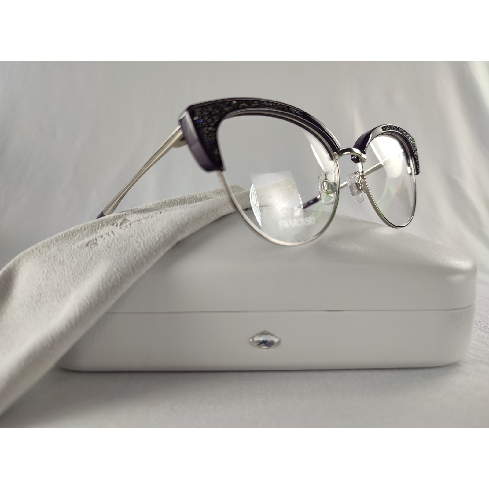 Swarovski Sk 5363 081 Shiny Violet Cat Eye Eyeglass Frames Women 53-17-145 Nwt